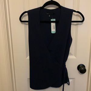 Navy Wrap front blouse